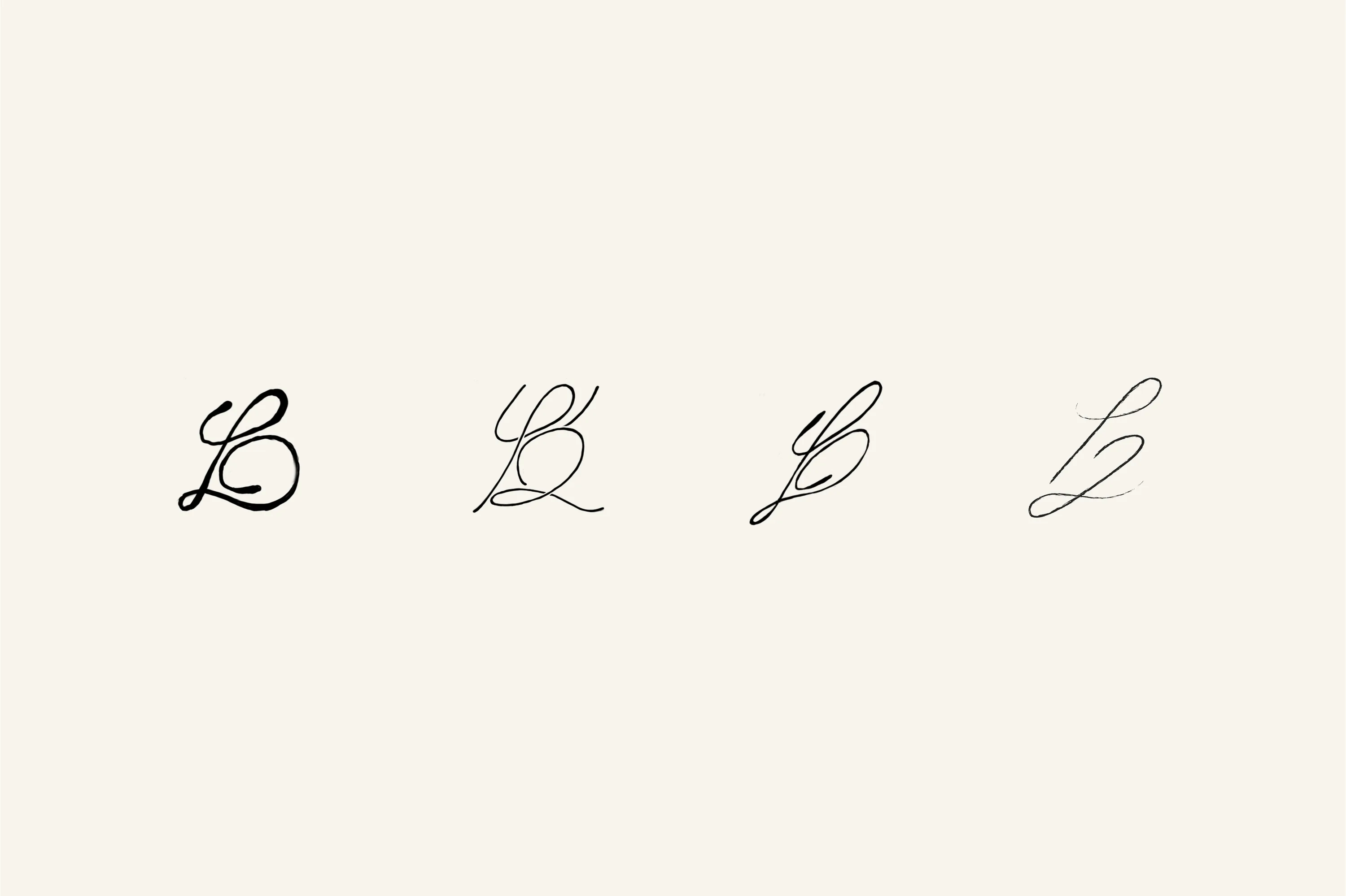 The B monogram in four calligraphic forms